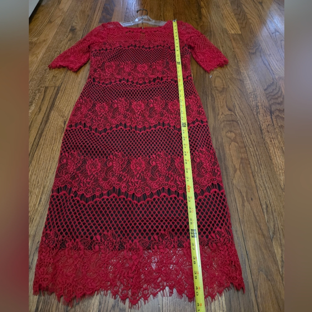 Thalia Sodi Red Lace Midi Dress Small - Picture 12 of 15